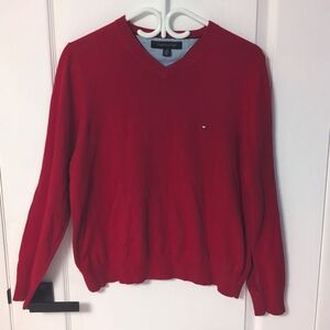 Tommy Hilfiger Sweater Red Men's Small V-Neck